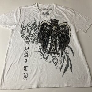 Key Closet Shirt Mens XL Lion Crown King Cross Studded Graphic Tee T-shirt Y2K